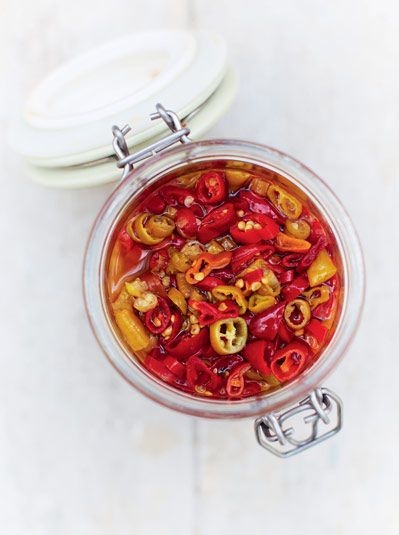 4 ways to use up fresh chillies | Features | Jamie Oliver Fresh Chili Recipe, Pickle Juice Recipe, Chilli Chutney Recipes, Pickled Things, Chili Oil Recipe, Homemade Chilli, Dried Chillies, Homemade Sauce Recipes, Chilli Recipes