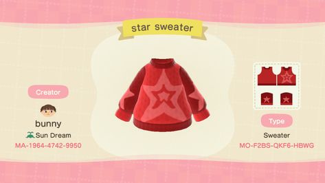 Red Animal Crossing Clothes, Red Kimono, Island Theme, Red Cottage, Star Sweater, Qr Codes Animal Crossing, Red Cap, New Animal Crossing, Animal Games