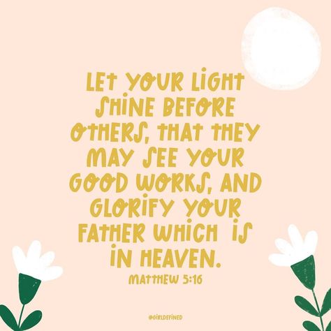 Kristen Clark & Bethany Beal on Instagram: “Let your light shine before others! 🌻☀️ This is so much easier said than done. Letting others know that you are a daughter of God can be a…” Give Me Jesus, God Can, Let Your Light Shine, A Daughter, Lord And Savior, Daughter Of God, Religious Quotes, Amazing Grace, Christian Quotes