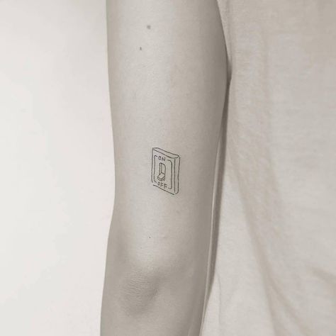 Light Switch Tattoo Simple, Light Switch Tattoo Ideas, Humanity Switch Tattoo, On Off Switch Tattoo, Door Tattoo Minimalist, Lighter Tattoo Minimalist, Light Switch Tattoo, Psychology Tattoo Minimalist, Humanity Switch