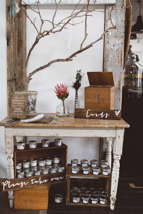 Claire & Josh's Rustic Handmade Country Wedding Wedding Favour Table Display, Wishing Well Table Decorations, Wedding Favours Table, Rustic Wishing Well, Wishing Well Table Wedding, Wedding Favour Table, Wedding Wishing Well Table, Diy Wishing Well Wedding, Wedding Favor Table Display