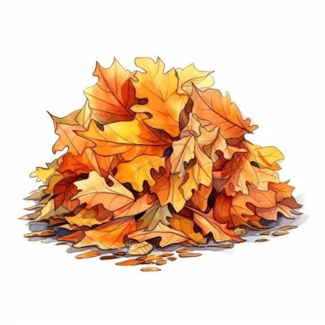 Leaves Pictures, Autumn Clip Art, Autumn Vector, Art Exercises, Stickers For Journal, Watercolor Autumn Leaves, Journals Ideas, 2024 Art, Stickers For Goodnotes