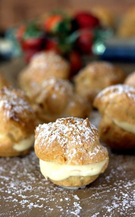 This easy Bavarian Cream Puff recipe is a keeper. The classic cream puffs turn out every time, and are filled with an easy Bavarian cream kn... Easy Bavarian Cream Recipe, Easy Bavarian Cream, Bavarian Cream Puffs, Bavarian Cream Recipe, Cream Puff Recipe, Bavarian Cream, Puff Recipe, Cream Puff, Cream Puffs