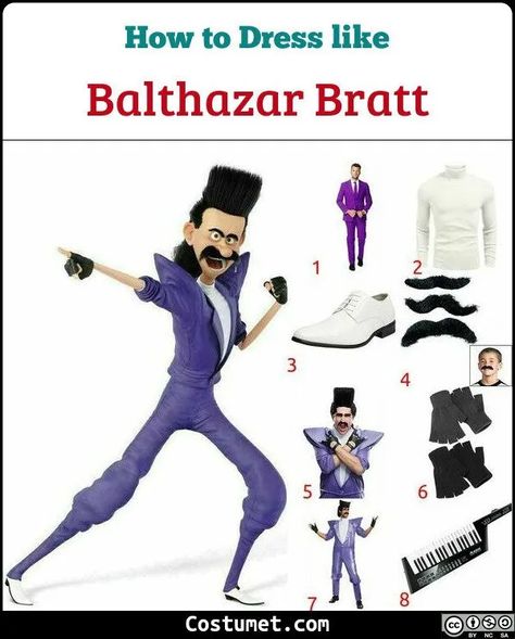 Balthazar Bratt Costume, Mullet Halloween Costume Ideas, Scouts Games, Despicable Me Halloween, Balthazar Bratt, Despicable Me Costume, Fake Mustache, Costumes 2024, Mullet Wig