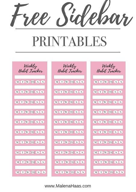 Free Habit Tracker Printables For Tracking Weekly Habits www.MalenaHaas.com Cricut Planner, Bullet Journal Calendrier, Weekly Habits, Happy Planner Free Printable, Happy Planner Printables, Wellness Planner, Habit Tracker Printable, Planner Spreads, Free Planner Stickers