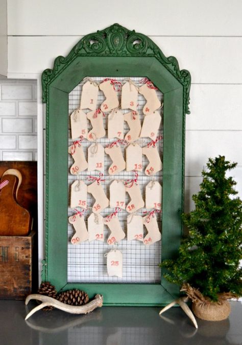 DIY Advent Calendar Diy Christmas Advent, Christmas Advent Calendars, Make An Advent Calendar, Homemade Advent Calendars, Fabric Advent Calendar, Neutral Christmas Decor, Funky Junk Interiors, Diy Advent Calendar, Christmas Post