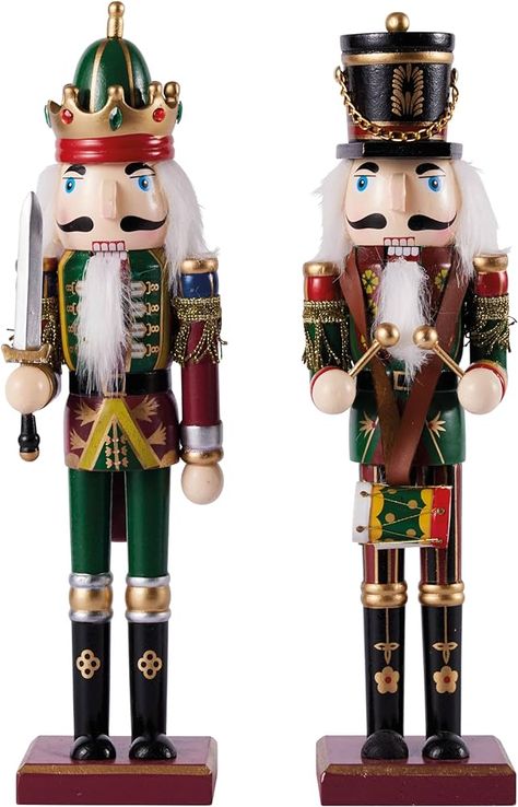 THE TWIDDLERS - 2 Wooden Christmas Nutcracker Soldiers, 30cm / 12" in Festive Colours, Premium Pine Wood, Classic Traditional Tree Party Decoration Ornaments & Moving Parts : Amazon.co.uk: Home & Kitchen Nutcracker Figures, Nutcracker Christmas Decorations, Wooden Nutcracker, Wooden Christmas Decorations, Traditional Christmas Decorations, Nutcracker Soldier, Christmas Decorations For The Home, Christmas Porch, Christmas Table Settings