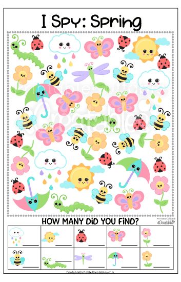 Spring I Spy, Spy Games For Kids, Spring Theme Preschool, Spring Preschool Activities, Kids Budget, Free Printables For Kids, Spring Worksheet, Spring Activity, Spring Games