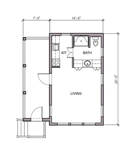 Small Cottages Plans, Narrow Tiny House, Laundry Bathroom Combo Layout, Studio Guest House, 12x24 Tiny House, Guest House Shed, Converted Shed, Micro House Plans, Tiny Guest House