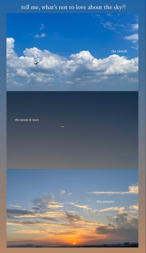 Caption For Sky Photography, Sunset Aesthetic Instagram Story Ideas, Sky Stories Ideas, How To Take Sky Pictures, Clouds Aesthetic Story Ideas, Ig Story Ideas 2 Pictures, Insta Sky Story, Sky Story Ideas Instagram, Sky Pictures Instagram Story Ideas