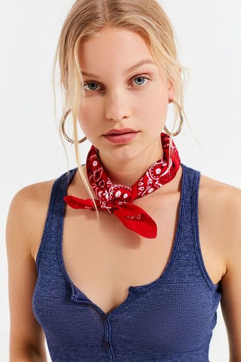 Girl with short red bandana around neck