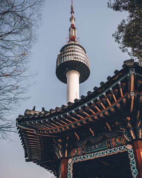 Seoul Attractions, Korea Tattoo, Namsan Tower, South Korea Seoul, Sunrise Pictures, Jun Ji Hyun, South Korea Travel, Pastel Sky, Korea Travel