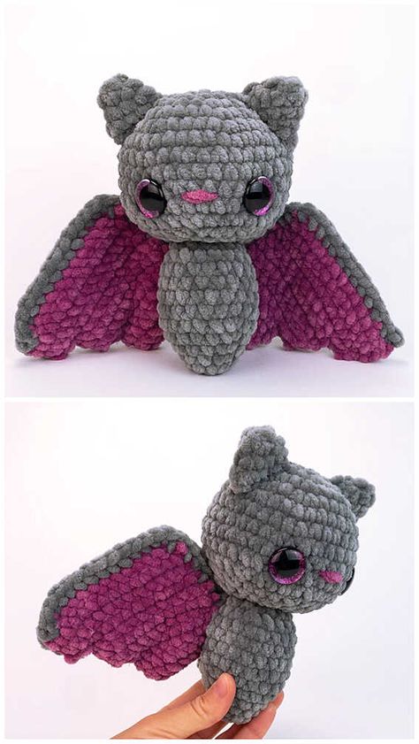 Crochet Bat Free Amigurumi Pattern Crochet Halloween Patterns Free, Amigurumi Bat, Crochet Bat, Crochet Amigurumi Patterns, Free Crochet Amigurumi, Crochet Cute, Easy Crochet Animals, Bat Pattern, Halloween Crochet Patterns