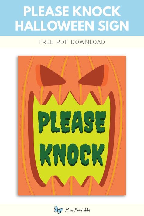 Free printable please knock Halloween sign template in PDF format. Download it at https://museprintables.com/download/sign/please-knock-halloween/ Please Knock Sign, Speed Limit Signs, Danger Signs, Download Sign, Halloween Sign, Hidden Pictures, Printable Halloween, Halloween Signs, Sign Templates