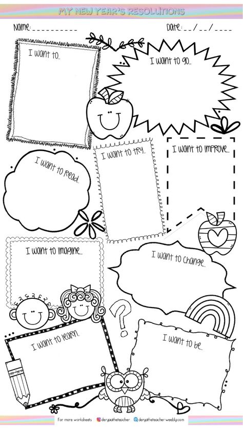 New Year’s Resolution Template, New Year Resolution Worksheet, Positive Action Activities For Kids, New Year's Resolutions Template, New Years Worksheets For Kids, New Year Worksheets For Kids, New Years Resolutions For Kids, New Year Resolution Template, New Year Worksheet