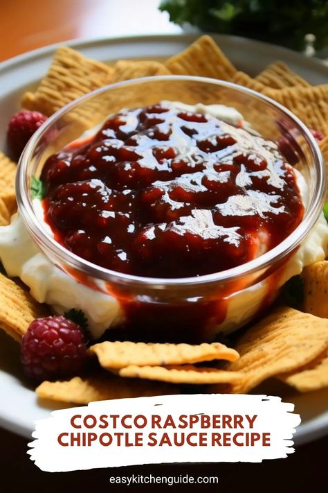 Have you ever tried Costco Raspberry Chipotle Sauce? If not, get ready to indulge in a unique combination of sweet raspberries and smoky chipotle peppers. The Original Roasted Raspberry Chipotle Sauce Recipes, Raspberry Chipotle Sauce Cream Cheese, Raspberry Jalapeno Sauce, Raspberry Chipotle Sauce Recipe, Roasted Raspberry Chipotle Sauce Recipe, Raspberry Chipotle Dip, Chipotle Sauce Recipe, Chipotle Dip, Chipotle Pepper Sauce