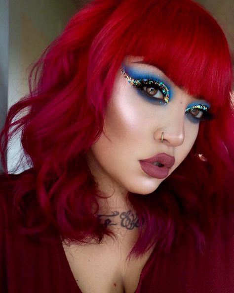 lush velvet ombre using Lunar Tides Blood Moon + Fuchsia on @nessartistry 🌹 Lunar Tides Hair Dye, Red Hair Guy, Burgundy Brown Hair Color, Dark Red Hair Dye, Brownish Red Hair, Red Burgundy Hair Color, Burgundy Brown Hair, Red Hair With Bangs, Red Hair Boy