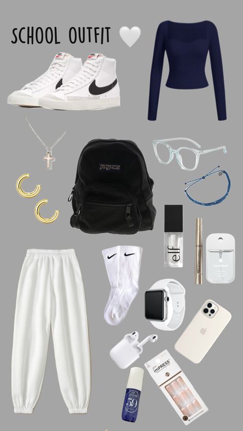 A simple outfit for school 🤍 Cute Formal Outfits For School, Outfits With Grey Leggings For School, Cute Simple Outfits Teen Girl, Cute Outfits For Girls Middle School, Easy Outfits For School For Teens, Teen Outfits For Girls For School, Easy School Outfits Casual, School Outfits No Jeans, Outfit Ideas For School Middle School