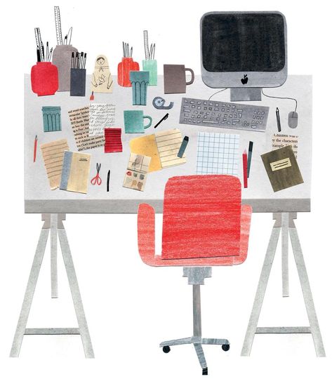 Interior Illustration, My Desk, A Desk, Editorial Illustration, Cute Illustration, Graphic Design Illustration, Illustrations Posters, Digital Illustration, Illustration Design