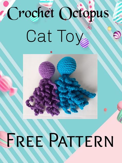 Come and watch my free pattern video on how to crochet this small octopus, great for a cat toy or use it as a keychain! Please like and subscribe. Knitting Cat Bed, Octopus Diy, Knitting Cat, Small Octopus, Kat Diy, Crochet Cat Bed, Crochet Cat Toys, Diy Pet Toys, Diy Cat Toys