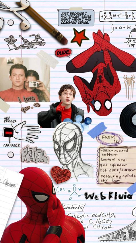 Peter Parker’s notebook #spiderman #peterparker #peterandmj #marvel Peter Parker Notebook, Spiderman Notebook, Spidey Wallpapers, Ballet Crafts, Anime Nails, Notebook Ideas, Tom Holland Spiderman, Wall Papers, Peter Parker