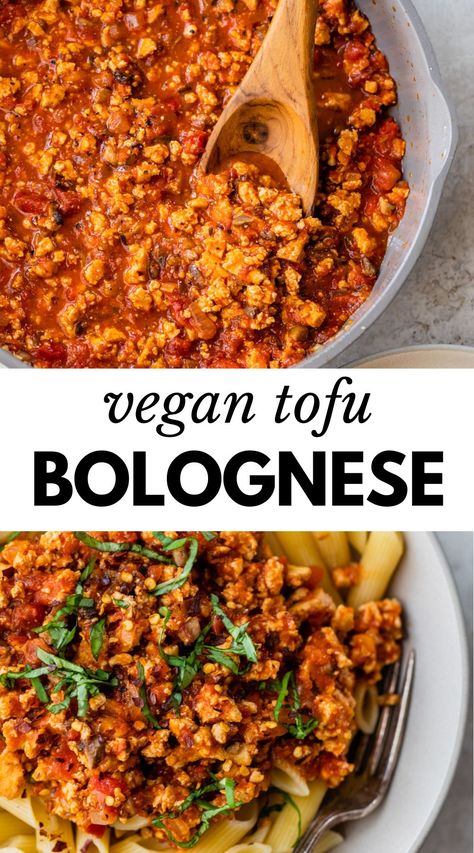 Tofu Bolognese, Vegan Bolognese Sauce, Tofu Pasta, Vegan Pasta Sauce, Bolognese Sauce Recipe, Lentil Bolognese, Vegan Bolognese, Vegan Tofu, Bolognese Recipe