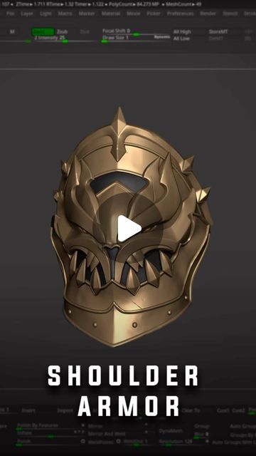 Hwng Nguyen on Instagram: "Shoulder Armor | Highpoly The full video timelapse is in the comment. Hope you like it! #armor #medieval #sculpt #artwork #modeling #hardsurface #zbrush #maya #fantasy #characterart #gameart #gameartwork #digitalart #digitalsculpture" Armor Tutorial, Making Characters, Armor Medieval, Zbrush Tutorial, Digital Sculpture, Shoulder Armor, Game Artwork, Zbrush, Game Art