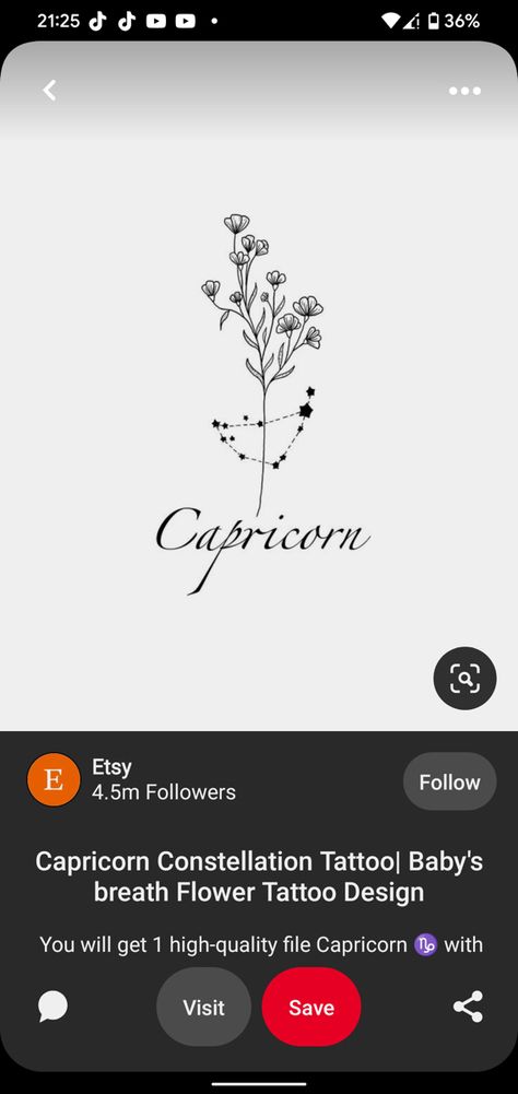 Capricorn Flower Tattoo For Women, Capricorn Floral Tattoo, Capricorn Flower Tattoo, Capricorn Flower, Capricorn Constellation Tattoo, December Flower, Capricorn Constellation, Constellation Tattoos, Baby Tattoos