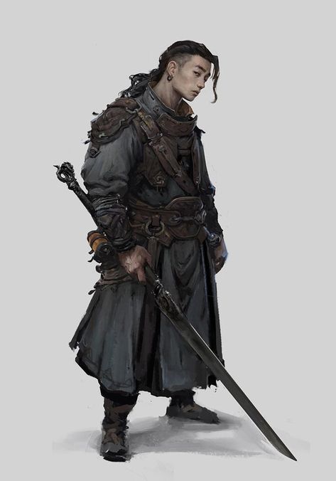 Fantasy Fashion Inspiration, Theif Character Design, Psi Warrior Dnd, Character Design Fighter, Fantasy Scholar, Dnd Samurai, Fantasy Mercenary, Dnd Warrior, Monk Dnd