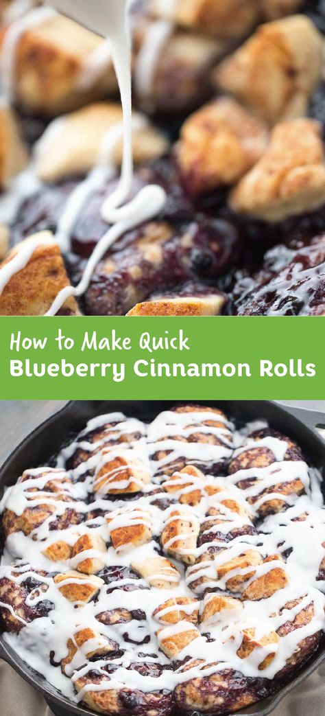 Cinnamon Rolls With Blueberry Pie Filling, Blueberry Pie Filling Cinnamon Roll Bake, Cinnamon Rolls With Blueberries, Blueberry Cinnamon Rolls Easy, Blueberry Cinnamon Roll Bake, Blueberry Cinnamon Roll Casserole, Cinnomon Rolls, Cinnamom Rolls, Skillet Cinnamon Rolls