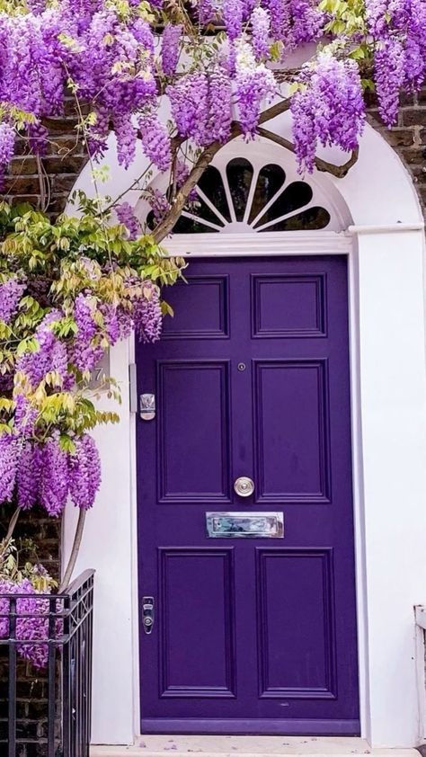 Tan Salon, Secret Garden Door, Purple Front Doors, Door Aesthetic, Front Door Styles, Europe 2024, Purple Door, Gorgeous Doors, Doors And Floors