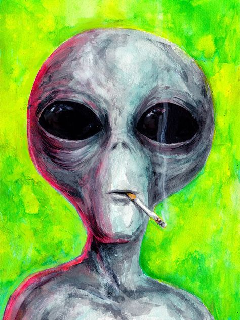 Conspiracies, Monsters and Mythology, An X-Files Art Show at Iam8bit Gallery in Los Angeles Alien Painting, Trippy Drawings, Arte Alien, Trippy Painting, Wallpaper Tumblr, Alien Art, Arte Inspo, Trippy Art, Art Inspiration Painting