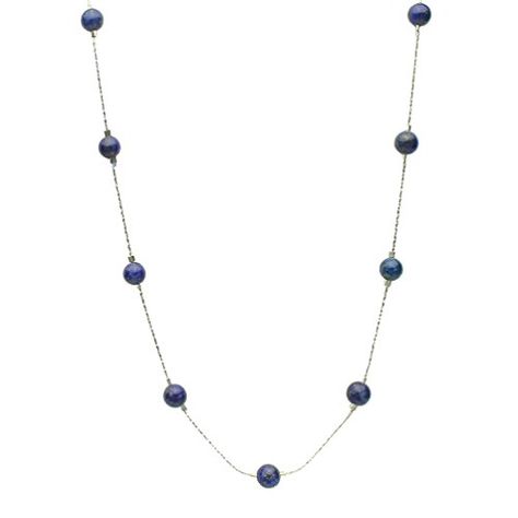 Blue Lapis Stone Beads Station Illusion Sterling Silver Chain Necklace 18 * See this great product-affiliate link. #Necklaces Necklace Blue Stone, 16 Jewelry, Italy Necklace, Lapis Stone, Necklace For Girlfriend, Sterling Silver Chain Necklace, Discount Jewelry, Blue Lapis, Necklace Blue