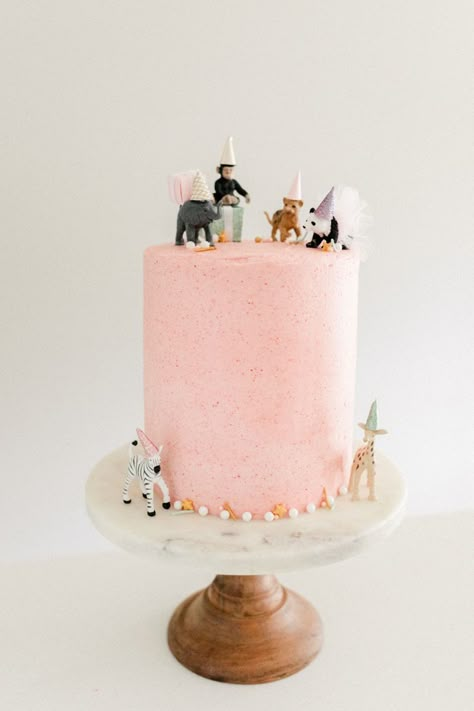 Pink Zoo Birthday Party, Pastel Animal Party, Pink Party Animal Birthday, Pastel Animal Birthday Party, Party Animal Birthday Theme Cake, Party Animal First Birthday Girl, Pink Safari Cake, Party Animal Birthday Cake, Party Animal Party