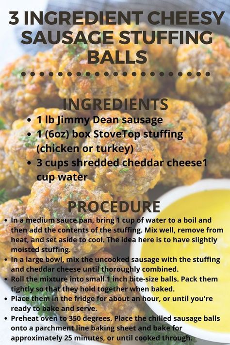 Sausage Stuffing Balls Recipe Easy, Stuffing And Sausage Balls, Cheesy Sausage Stuffing Balls, Sausage Stuffing Balls Recipe, Stovetop Stuffing Sausage Balls, Stuffing Balls With Sausage, Sausage And Stuffing Balls, Sausage Balls Stuffing, Sausage Balls With Stuffing