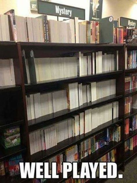 Some true mysteries: Someone had a great time in a bookstore. Check out this Book Meme. You Had One Job, 웃긴 사진, Mystery Books, Book Memes, E Card, Book Shelf, Cool Stuff, Book Humor, I Love Books