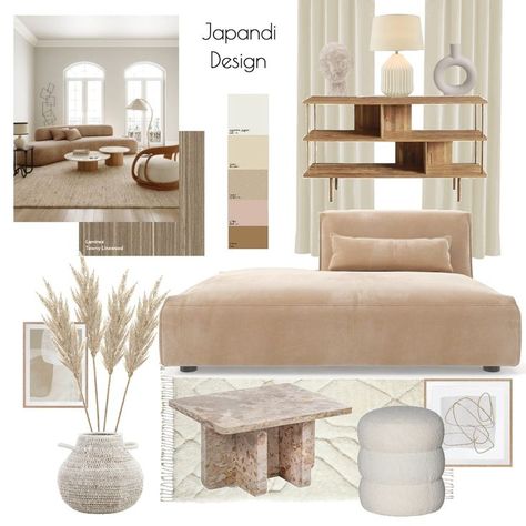 White Japandi Living Room, Japandi Living Dining Room, Japandi Concept Board, Japandi Interior Design Living Room, Japandi Ideas, 2023 Palette, Living Room Design White, Japandi Style Living Room, Japandi Style Bedroom