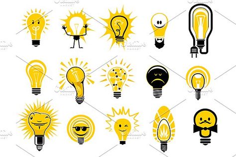 Cartoon Light Bulb, Light Bulb Icon, 2d Game Art, Cartoons Love, Creative Idea, Yellow Light, Cartoon Icons, Cartoon Style, Bright Yellow