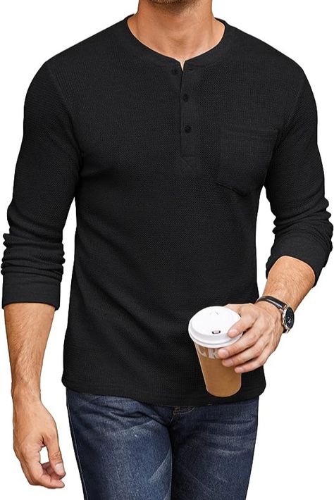 COOFANDY Men's Henley T-Shirts Basic Waffle Pique Pullover T-Shirt with Pocket
#clickandsip #mensfashion #menstshirt #fullsleevetshirt #tshirt #blacktshirt #pocketshirt Full Sleeve Tshirt, Waffle Shirt, Henley Shirt Men, Mens Henley, Shirts Long Sleeve, Tshirt Men, Basic Long Sleeve, Henley Shirts, Full Sleeve