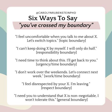 Setting a boundary is just the beginning; enforcing it is where the real power lies. So, what do you do when someone crosses that line?⁣ ⁣ Clear communication of boundaries is key to preventing misunderstandings, fostering trust, and promoting respect for your personal needs and limits.⁣ When you express your boundaries effectively, it helps others understand what's acceptable behavior towards you, thereby reducing future boundary violations.⁣ ⁣ Remember, sometimes crossing a boundary might ... Boundary Setting With Parents, Boundary Phrases, Boundary Violations, Divergent Boundary, Crossing Boundaries, Journal Questions, Healing Journaling, Therapy Office, Healthy Boundaries