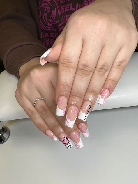 Angle Numbers Nails, 444 Angel Number Nails Acrylic, 777 Nails Design, Dollar Sign Nails, Number Nails Acrylic, Number Nails Design, Nails 777, 777 Nails, Angel Number Nails