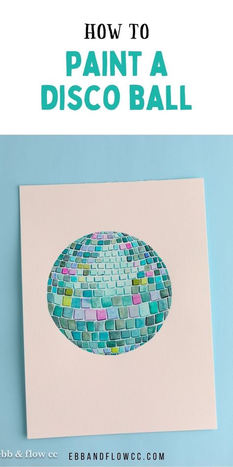 Learn how to paint a watercolor disco ball. Follow this simple step-by-step tutorial to create your own disco ball painting. Disco Ball Art Project, Paint A Disco Ball, How To Paint A Disco Ball, Watercolor Disco Ball, Disco Ball Painting, Diy Disco Ball, Abstract Art Photography, Ball Painting, Photography Sketchbook