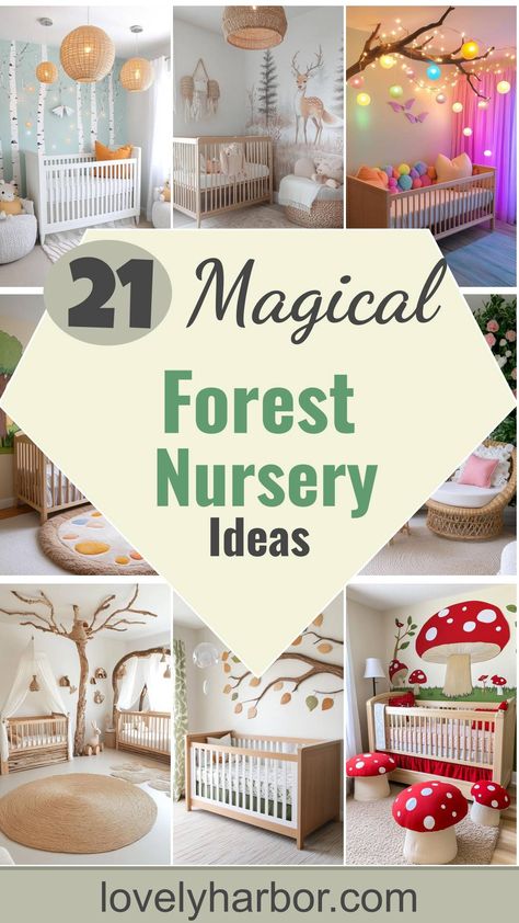 21 Enchanted Forest Nursery Ideas For Magical Vibes Purple And Orange Nursery, Forest Theme Toddler Room, Cherry Blossom Nursery Theme, Fruit Nursery Theme, Fairy Baby Room, Nature Baby Nursery, Bohemian Baby Room, Forest Nursery Ideas, Cherry Blossom Nursery