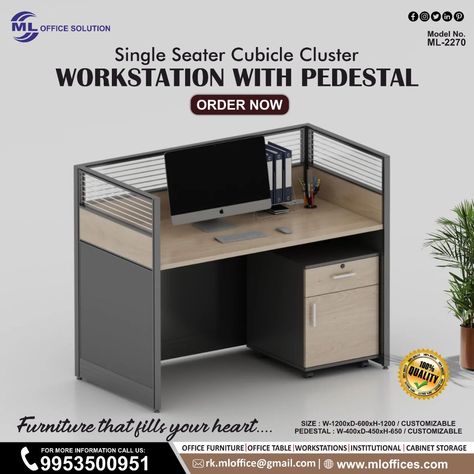 Cubicle Cluster Workstation with Pedestal Office Cubicle Design, Cubicle Design, Modular Workstations, Single Seater, Office Cubicle, Office Solutions, Office Table, Cubicle, Call Whatsapp