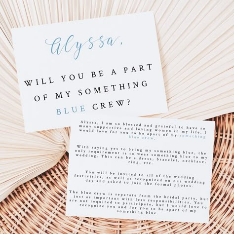 Something Blue Crew Proposal, Will You Be My Something Blue Card, Bridesmaid Proposal, Personalized Something Blue, C100 - Etsy Bangladesh Something Blue Invitation, Something Blue Friends, Be My Something Blue Proposal, I Do Crew Proposal, Something Blue Proposal Gift, Something Blue Gift Ideas, Something Blue Bridesmaids Proposal, Will You Be My Something Blue, Blue Crew Proposal