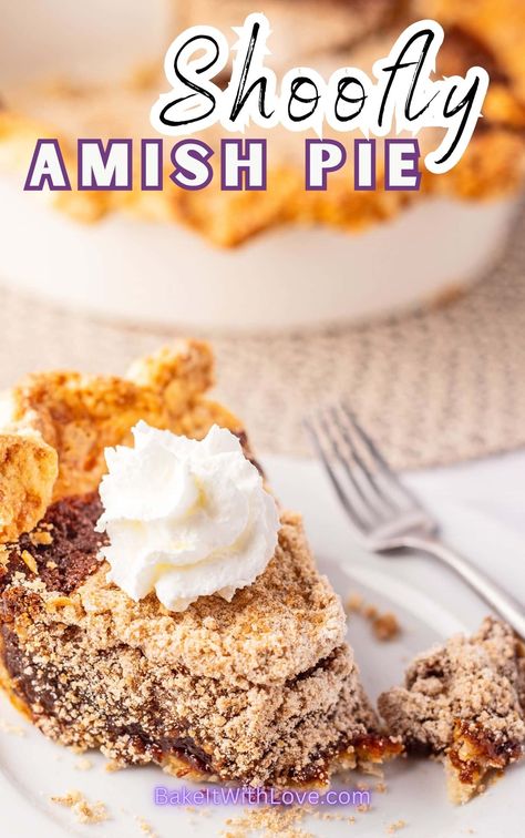 My delicious shoofly pie features a sweet molasses-based filling and a cinnamon brown sugar streusel topping. It's a classic Amish wet-bottom pie that is beginner-friendly and easy to make. This dessert can be prepared up to two days in advance, making it the perfect make-ahead treat. Follow Angela at BIWL for more sweet desserts! BakeItWithLove.com #pie #dessert #easyrecipes #sweets #molasses Shoofly Pie Recipe, Amish Pie, Text Header, Shoofly Pie, Popular Pies, Easy Pie Recipes, Holiday Pies, Amazing Desserts, Smoothie Drink Recipes