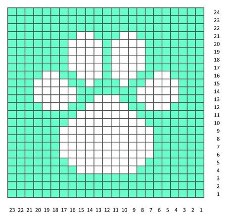 Tapestry Crochet Paw Print Pattern Hello Kitty Crochet Tapestry, Intarsia Crochet Patterns, Tapestry Crochet Patterns Simple, Crochet Paw Print Pattern, Crochet Tapestry Chart, Crochet Grid Patterns Charts, Crochet Graphgan Patterns Free, Tapestry Crochet Patterns Charts Free, Alpha Tapestry