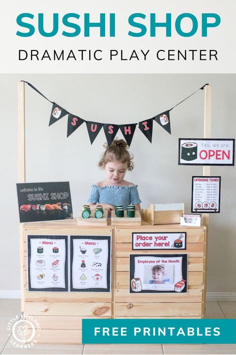 Sushi Shop Dramatic Play, Free Dramatic Play Printables, Sushi Store, Sushi Shop, Play Printables, Dramatic Play Center, Dramatic Play Printables, Dramatic Play Centers, Early Learning Activities