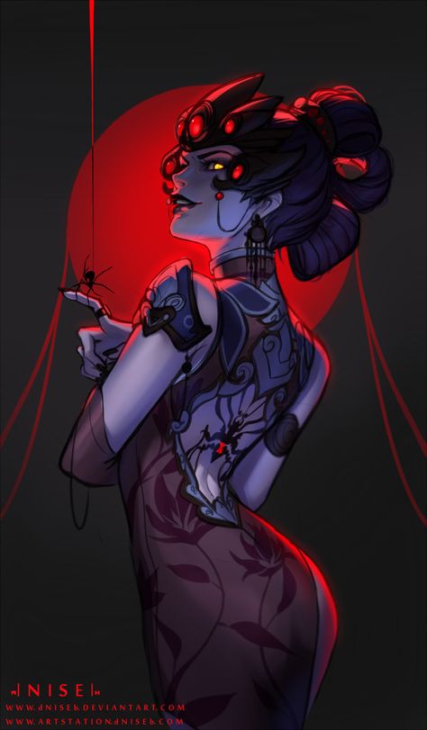 ArtStation - Black Lily Widow - OVERWATCH, Nise - Fatale Overwatch, Overwatch Widowmaker, Overwatch Drawings, Overwatch Wallpapers, Overwatch Fan Art, Overwatch 2, Video Game Art, Red Eyes, 그림 그리기