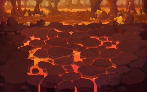 ArtStation - lava, HA KO Volcano Game, Fantasy Artwork Landscape, Map Game, Gacha Background, Scene Background, Casual Art, Landscape Concept, Game Background, Environment Concept Art